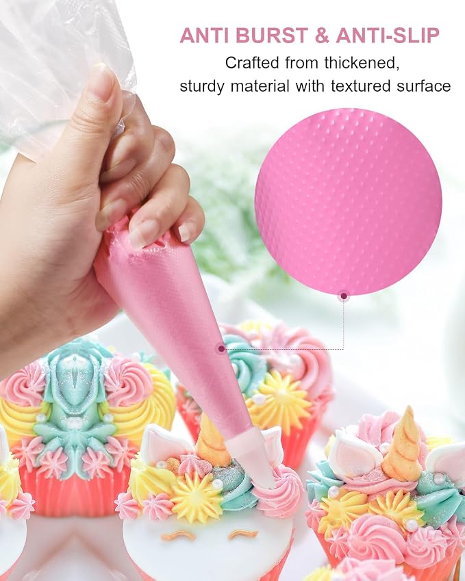 21 Inch Extra Large Piping Bags Disposable, 100 Pieces Icing Bags, Tipless Piping Bags, Thickened Pastry Bags, Non-Slip & Anti-Burst, Frosting Piping Bags for Cakes Cookies Decoration