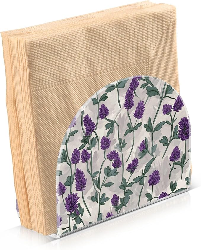 Napkin Holder Acrylic Napkin Holder for Table Kitchen Party Restaurant U Shaped Upright Napkin Dispenser Organizer Grey Lavender