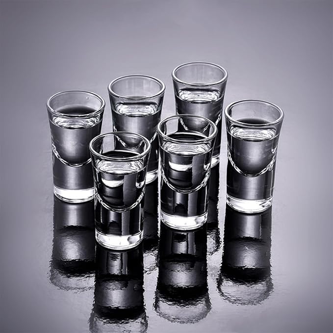 Mini Shot Glasses Set of 6, 0.5oz/15ml Clear Small Bullet Cups with Heavy Base, Cute Whiskey Glassware Cups for Vodka Whiskey Liqueurs Tequila Soju Espressos, Perfect for Party, Bar, Club, Cocktail