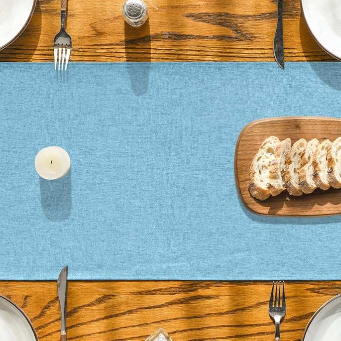 Artoid Mode Light Blue Table Runner, Seasonal Summer Washable Kitchen Dining Table Decoration for Home Party Decor 13x72 Inch