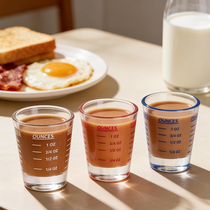 Shot Glass Measuring Cup，Espresso Shot Glass 26-Incremental Measurement 1oz, 6 Tsp, 2 Tbs, 30ml，Kitchen Tools，Bar Bartender Accessories, Jigger for Bartending (2 Pack-Black)