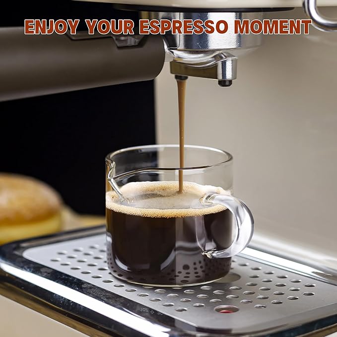 Gulex Espresso Cups, Set of 4, Glass Coffee Espresso Cups with Pour Spout, 4 oz, Clear, Dishwasher Safe