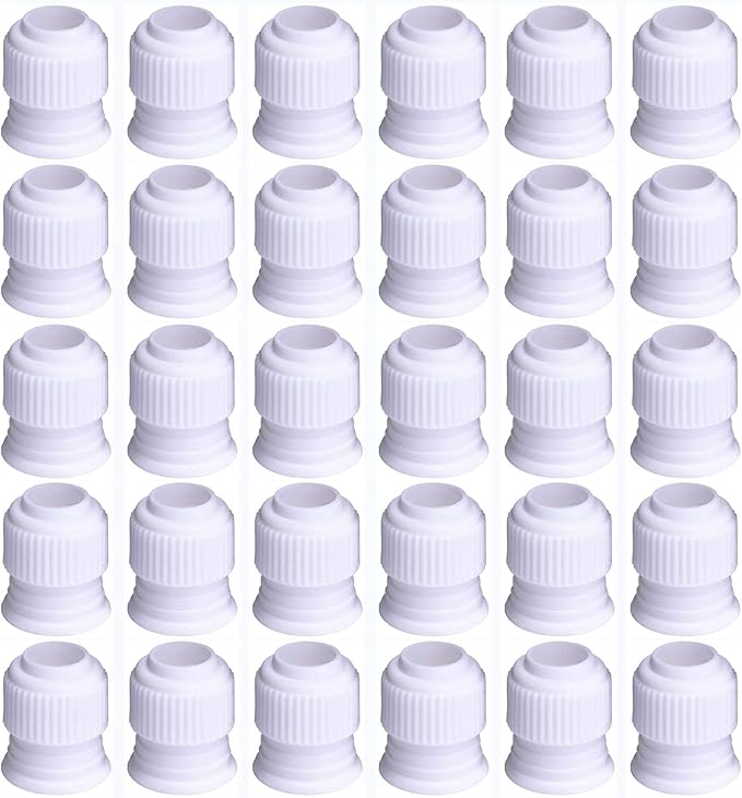 Shappy 30 Pieces Coupler Piping Bag Plastic Standard Couplers Cake Decorating Pipe Tip for Frosting Icing Nozzles (1.2 x 1 Inch)