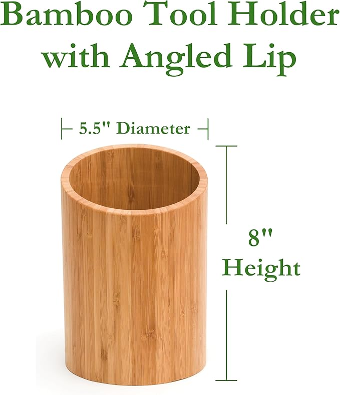 Lipper International 8827 Bamboo Wood Kitchen Tool Holder, 5-1/2" x 8"