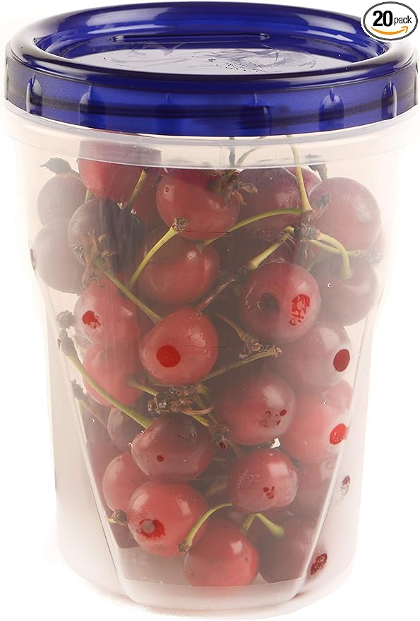 (20 Pack) 48oz Twist Top Storage Deli Containers - BPA Free Snack Containers Airtight Reusable Plastic Food Storage Canisters with Twist Seal Lids, Leak Proof, Meal Prep, Lunch, To go, Stackable