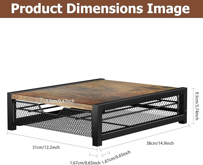 KLM Coffee Pod Holder for Keuring K-Cup,Rustic Brown Counter Storage Organizer with Sliding Drawer,Holds 35 Pods,No Assembly Required.
