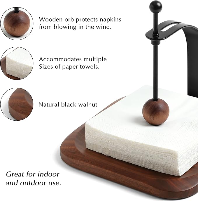 Napkin Holder for Table, Wood Napkin Holders for Paper Napkins, Cocktail Napkin Holder, Suitable for Kitchen, Restaurant, Bar, Office, Parties, Home Décor, Hotel, Cafe (Walnut Wood)
