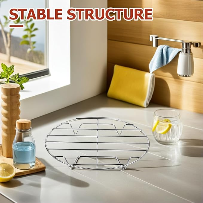 Round Steamer Rack: Stainless Steel Cooling Baking Roasting Rack, 11.61 Inch/29.5 Cm Barbecue Grates, for Cookie Cake Pizza Pan Oven Tea Pot Trivet