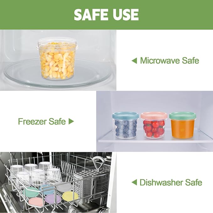 24 Piece 10 oz Plastic Food Storage Containers with Lids, Reusable Freezer Storage Containers, Small Meal Prep Containers with Pen and Brush, BPA-Free, Screw Top, Microwave & Dishwasher Safe