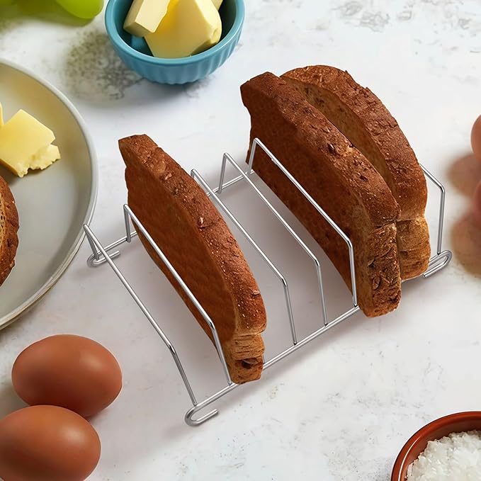 Of 4 Stainless Steel Toasts Rack 8 Slices Bread Holder Air Fryers Accessories Organizers Baking Tool Cooling Rack Kitchen Baking Tool