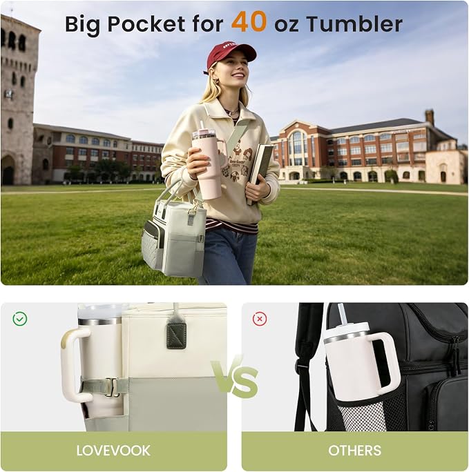 LOVEVOOK Insulated Lunch Bag Women,Wide Opening Adult Lunch Box Women with Cup Holder,X Large Leakproof Cooler Bag for Work Picnic Beach Family College Mom,Lunch Teacher Tote Bag for Gift