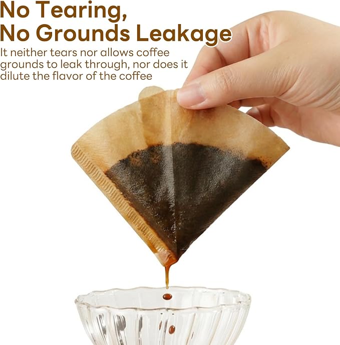 200 Count Cone Coffee Filters #2, 2 Coffee Filters Cone, Coffee Filters Disposable, Natural Unbleached Cone Paper Filter for Pour Over and Drip Coffee Maker, Suitable for Home Coffee Shop (2-4 Cup)