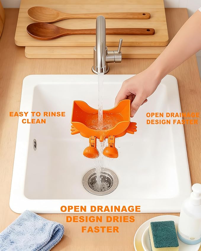 Kitchen Sink Sponge Holder, Cute Peeing Sink Caddy Rack with Drainage, Funny Scrub Sponge Holder & Soap Organizer, 3D Printing Kitchen Sink Countertop Sponge Holders, Keeps Your Sponge Dry