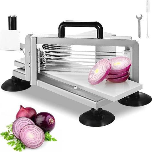 VEVOR Commercial Tomato Slicer, 3/16 inch Tomato Cutter Slicer, Stainless Steel Heavy Duty Tomato Slicer Machine, Manual Tomato Slicer with Non-slip Feet, for Cutting Tomatoes, Cucumbers, Bananas