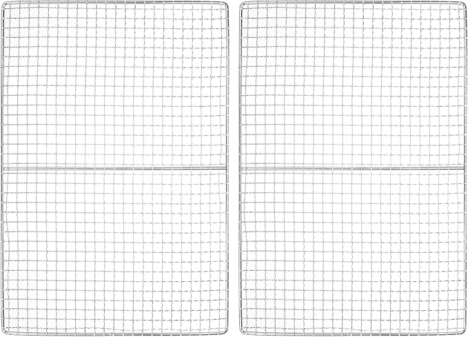 M METERXITY 2-Pack Cooling Rack, 17" x 12" Stainless Steel Baking Rack for BBQ/Cooking/Roasting/Grilling/Steaming/Drying, Wire Cooling Rack for Baking [Silver]