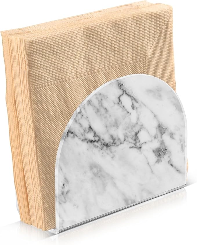 Acrylic Fall Napkin Holder for Table Kitchen Marble White Grey Cocktail Dinner Napkin Holders Paper Towel Dispenser Countertop Modern Home Decor