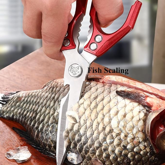 【Upgraded All-Metal Ergonomic 】Heavy Duty Kitchen Scissors All Purpose Cooking Shears for Food Poultry, Meat, Fish, Vegetables, Rust-Proof, Dishwasher Safe
