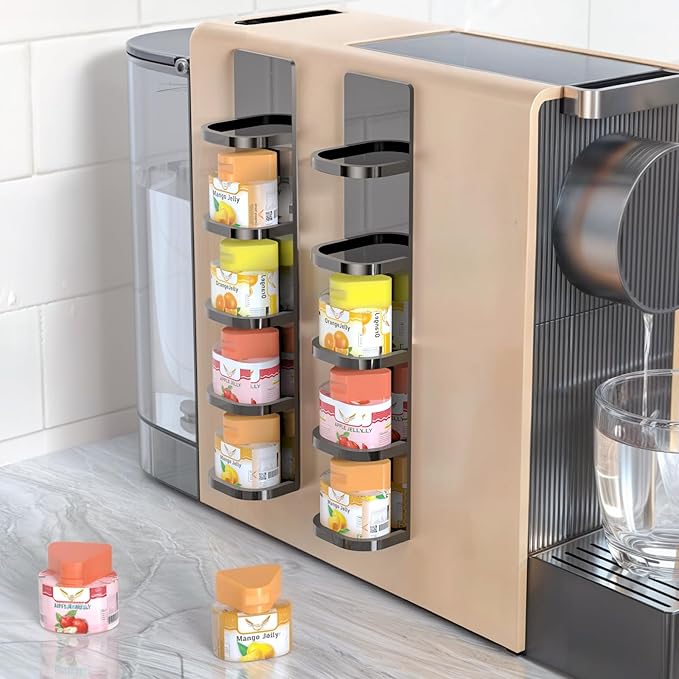 NiHome 2PCS Black Acrylic Pod Holders Compatible with Ninja Thirsti Drops, Durable Thick Acrylic Wall or Machine Mounted Storage Racks with Nano Adhesive, Space-Saving Design Easy Flavor Organization