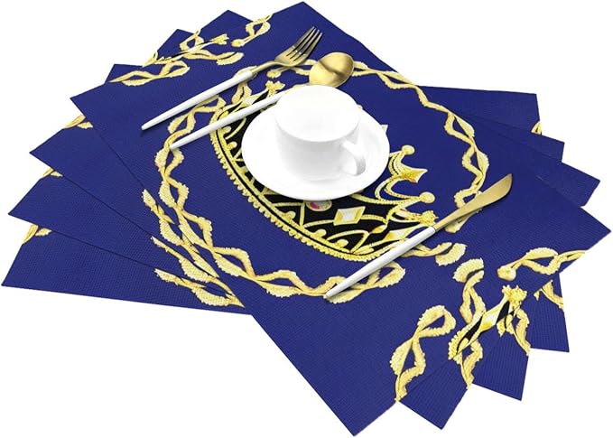 Phayah Fantasy Tiara Placemats, Heat-Resistant Placemats Anti-Skid Washable PVC Table Mats Woven Vinyl Placemats, Set of 6
