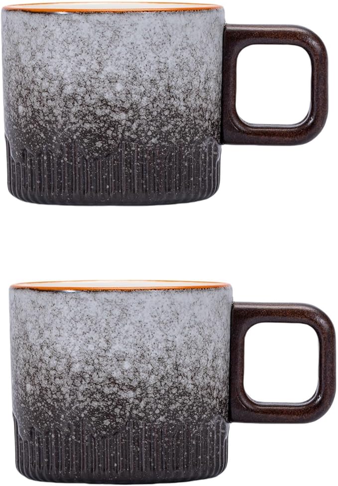 Zurucily Espresso Cups Set of 2, 2 oz Ceramic Espresso Cups, Demitasse Cups for Tea or Coffee (Gray)