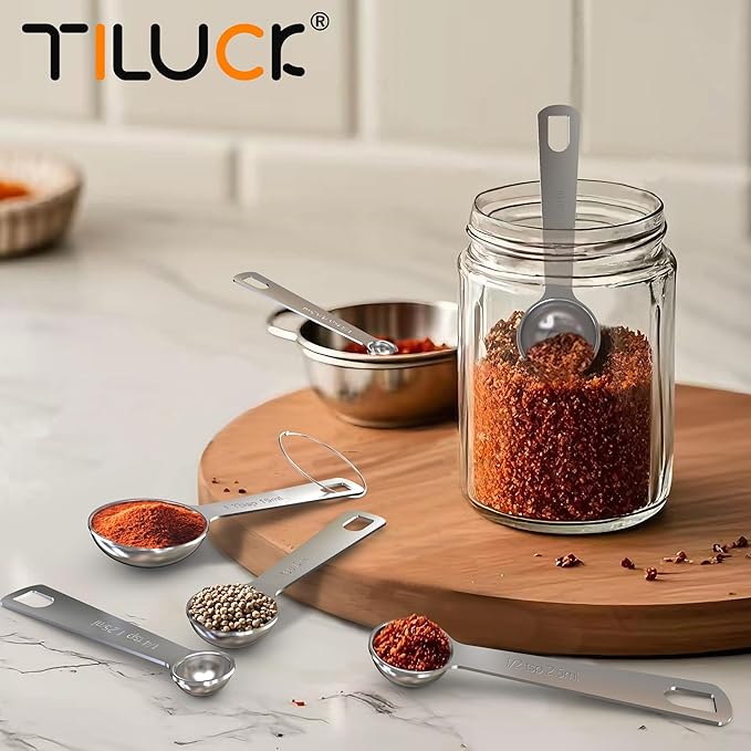TILUCK Stainless Steel Measuring Spoons Set,Coffee Scoop Spoon,Kitchen Gadgets for Cooking & Baking,Set of 6