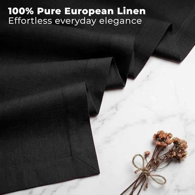 Classic Linen™ by D'Moksha Black Table Runner 90 Inches Long, 100% Pure Linen, 14 x 90 Inch Table Runner for Dresser, Dining- Summer, Father's Day
