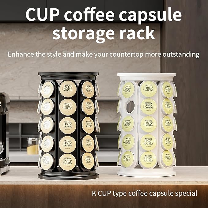 SAVORI Coffee Pod Storage Carousel Holder Organizer Compatible with 40 Keurig K-Cup Pods (White)
