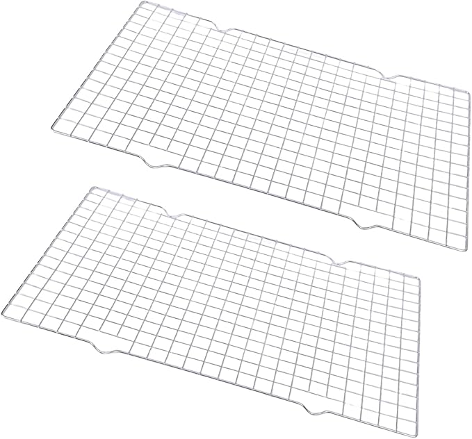 Set of 2 Rustproof Cooling Tray Stainless Steel Baking Sheet Oven Safe Bacons Rack for Camping and Home Kitchens Oven Safe Bacons Rack for Baking