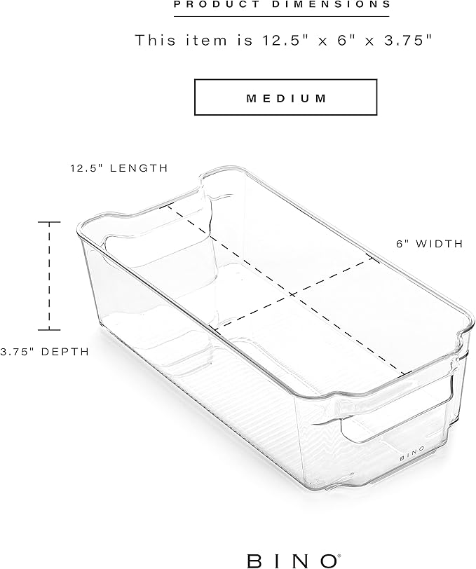BINO | Stackable Plastic Storage Bins, Medium - 12 Pack | THE STACKER COLLECTION | Multi-Use Organizer Bins | BPA-Free | Pantry Organization | Home Organization | Fridge Organizer | Freezer Organizer