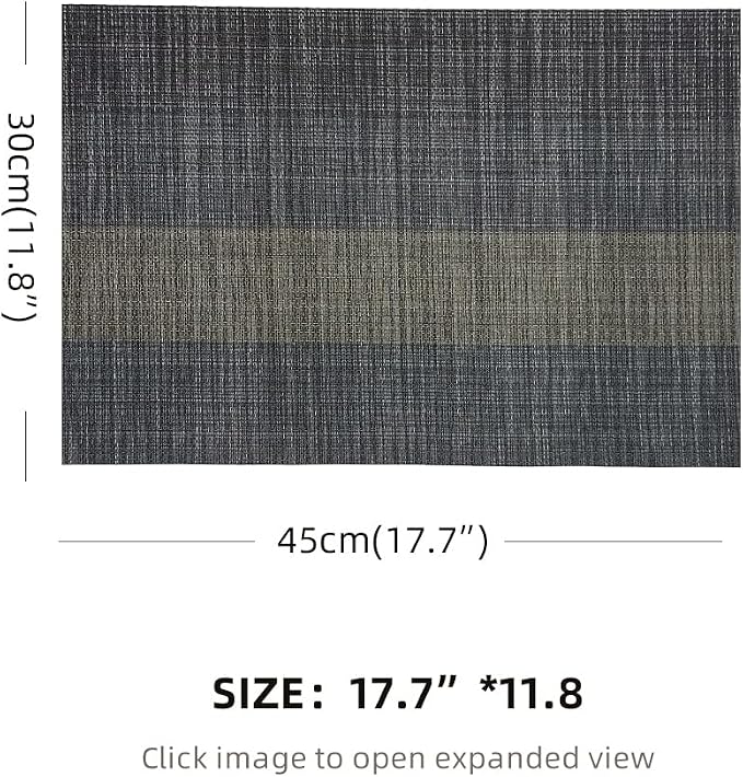 Placemats Set of 6, Vinyl Woven Placemats, Beautiful Washable and Durable Non-Slip Table Placemats, Indoor/Outdoor Placemats (Black, 6)