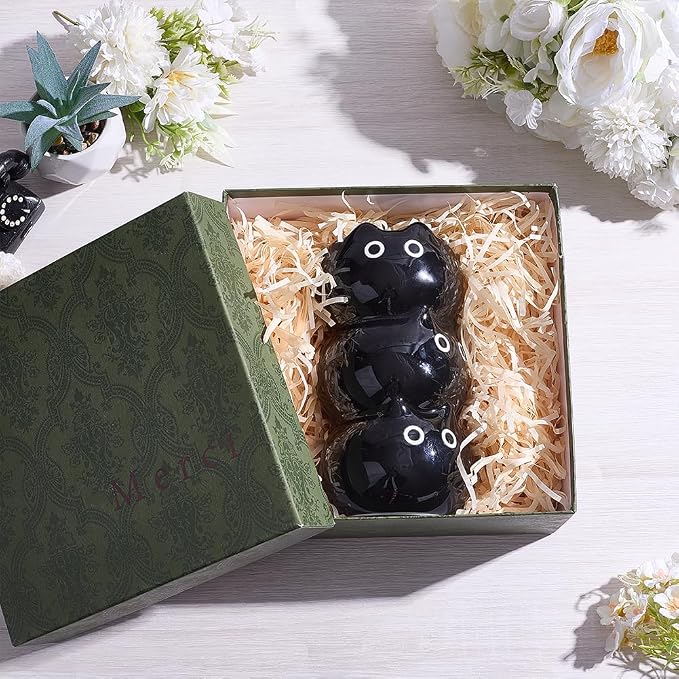 WADORN Black Cat Ceramic Vase 3D Cartoon Cat Cooking Utensil Crock Cute Countertop Makeup Brush Storage Utensil Holder for Kitchen Decor Housewarming Kitty Lover Gift 3.58x3.5x6.69 in