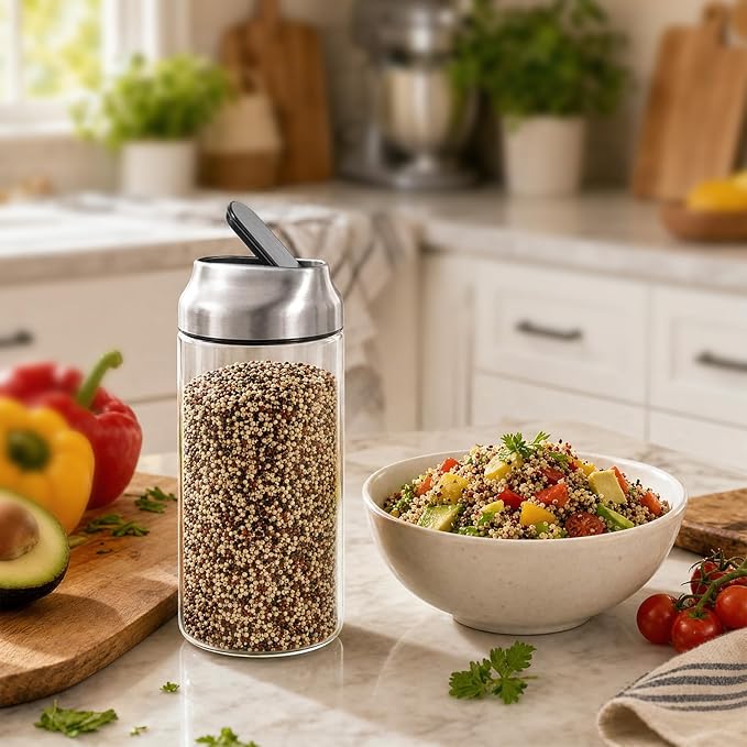 Aelga Glass Storage Jars with Lids - 44oz Sugar Coffee Canister Clear Airtight Food Containers for Coffee Beans, Pasta, Nuts, Cereal & More