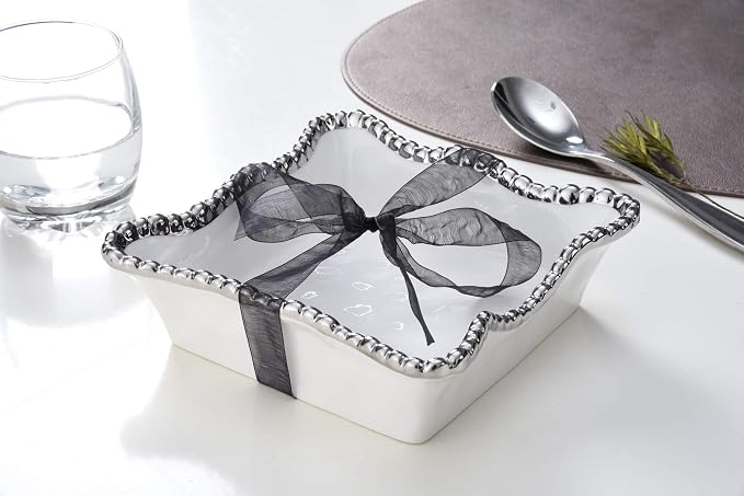 Pampa Bay Salerno Porcelain Cocktail Napkin Holder, White