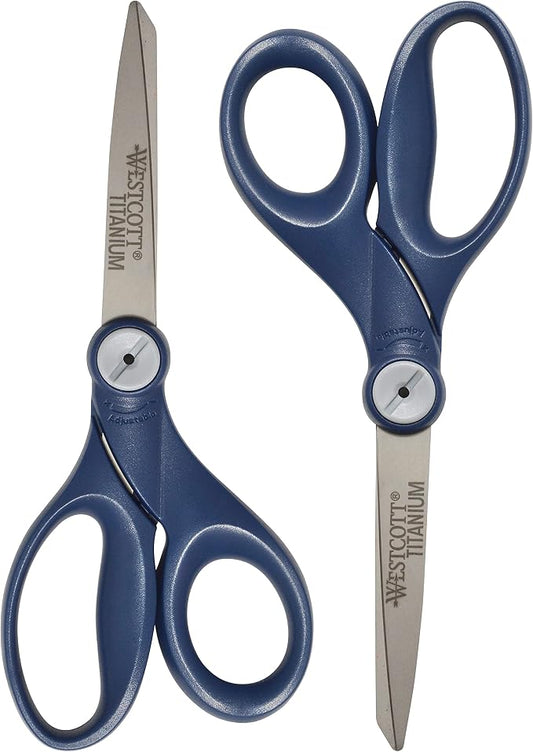 Westcott 8" Straight Hard Handle Titanium Bonded Glide Scissors, 2pk (17904)