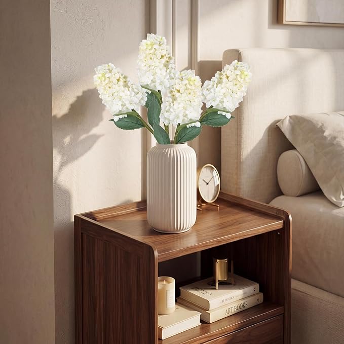 4PCS White Artificial Dried Hydrangea Flowers 24” Real Touch Faux Silk Dried Hydrangeas Artificial Fake Fall Flowers Bouquet for Vase Table Home Wedding Centerpiece Party Shower Outdoor Porch Decor