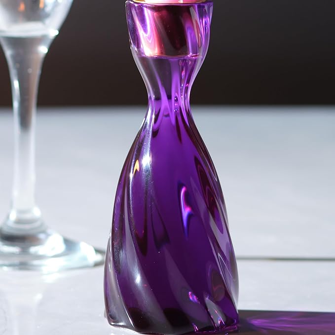 Twizzle Twist Candle Holder, Decorative Candle Holder for Table Display, Romantic Decoration, Unique Home DÉCOR Aesthetic, Housewarming Gift, Purple Height 5.7 inches Set of 2 - Resin