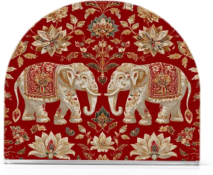 Napkin Holder Acrylic Napkin Holder for Table Kitchen Party Restaurant U Shaped Upright Napkin Dispenser Organizer Red Retro Elephant Flowers