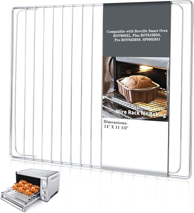 Wire Rack for Baking, Wire Baking Rack Fits for Breville Smart Oven BOV800XL, Plus BOV810BSS, Pro BOV845BSS. SP0002651, Stainless Steel Wire Rack for Cooking, Oven Racks Replacements