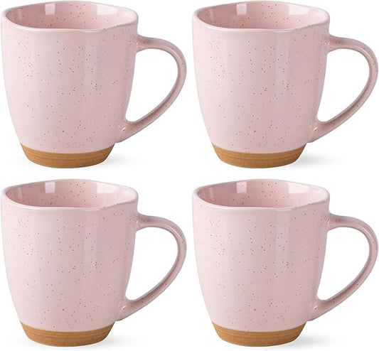 AmorArc 12oz Coffee Mugs, Ceramic Coffee Mugs set of 4 for Man, Woman, Dad, Mom, Modern Coffee Mugs with handle for Latte/Cappuccino/Milk/Cocoa. Dishwasher&Microwave Safe, Cloud Pink