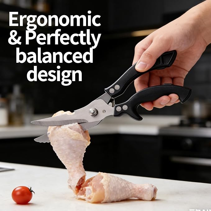 Kitchen Scissors Poultry Shears Heavy Duty Black, Dishwasher Safe Japan Kitchen Shear for Food Chicken Scissor, Fish, Meat Cutting Scissors Cooking Shears Gifts for Men Women