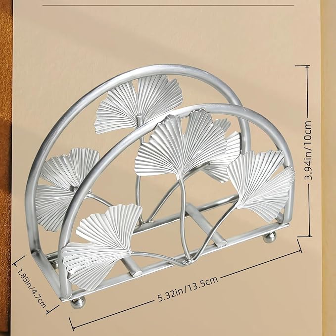Elegant Gingko Leaf Napkin Holder for Table, Iron Cocktail Napkin Dispenser for Cocktail Picnic Bar Modern Kitchen and Dining Decor, Kitchen, Coffee Bar