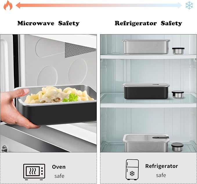 Bakpoco Stainless Steel Bento Lunch Box, 42oz Leak-Proof Metal Lunch Box Containers, Microwave-Safe, with Adjustable Divider, Convenient Lunchbox for Work, Travel