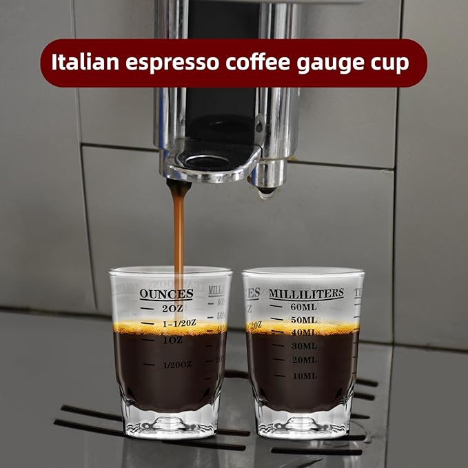 2 OZ 4 Features Shot Glasses Measuring cup Liquid Heavy Glass Wine Glass Espresso Shot -Incremental Measurement Heavy 60ML (6, Black)