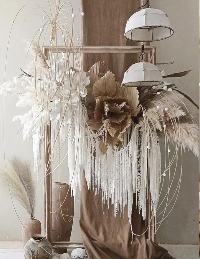 ZIFTY 42-Piece Fluffy Faux Pampas Grass Decor, 6 Hand-Bundled Packs of 7, 17" Short Artificial Pampas Grass Bulk, Boho Fake Flower Vase Filler, Home Wedding Decor, Beige & Taupe