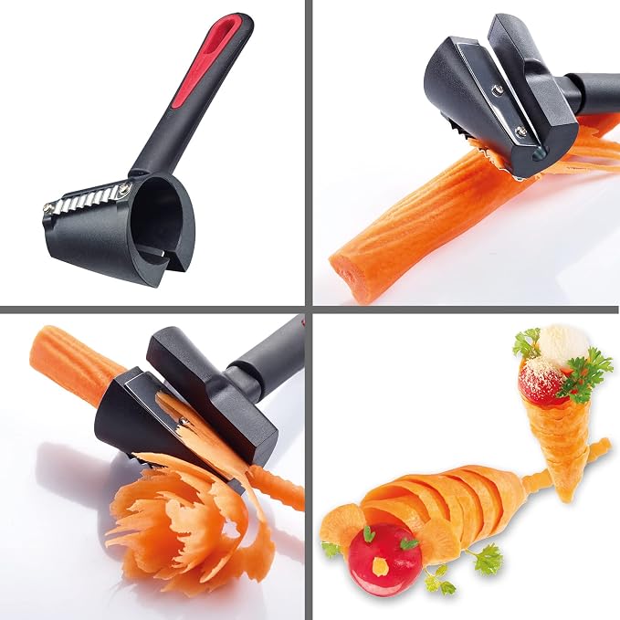 Westmark Decorative Slicer, for Decorative Vegetable Spirals or Figures, Stainless Steel/Plastic, Gallant, Black/Red/Silver, 29122270