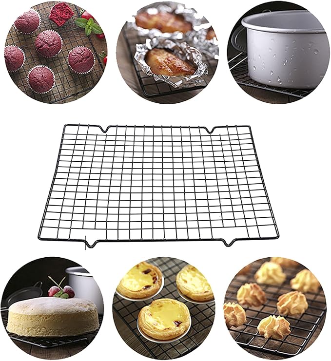 Line Roasting Cooling Racks, 2 Pcs 10.6 Inch x 9.8 Inch High Strength Stainless Steel Grill Racks for Baking and Cooling of Barbeque in Oven, Party, Dinning and Outdoors (2)
