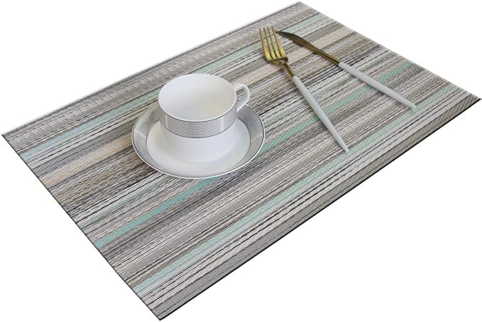 Table Mats Set of 6 Vinyl Placemats Washable Easy to Clean PVC Placemat (placemats Set of 6,Green)