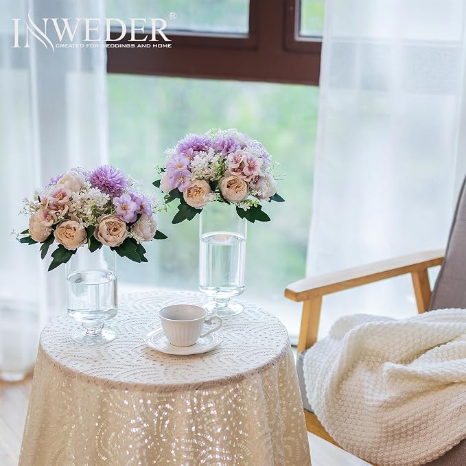 Flower Balls Centerpieces for Tables: 4 PCS Purple Flowers for Centerpieces Floral Arrangements Centerpiece for Wedding Party Celebration Home
