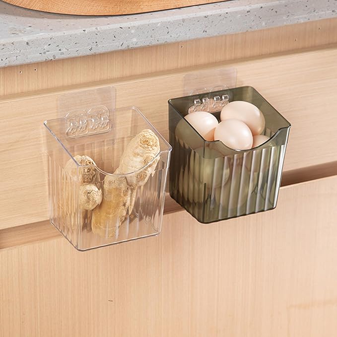 2 Pcs Storage Organizer Bins Wall, Clear Plastic Storage Bins, Fridge Organizer Stackable, Clear Plastic Toothbrush Holder for Wall, Countertops,Kitchen, Refrigerator, Pantry- BPA Free(Clear) (Green)