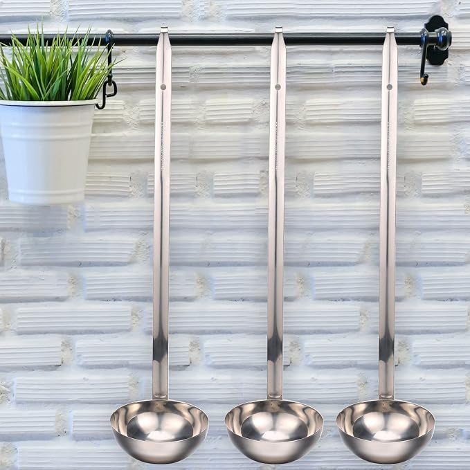 Cunhill 5 Pcs Soup Ladles Stainless Steel Serving Ladles with Long Handle for Serving, Cooking, Stirring, Portioning Kitchen Restaurant Accessories(6 oz)